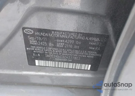 2012 Hyundai Sonata Gls from USA, damaged, VIN 5NPEB4AC3CH377803